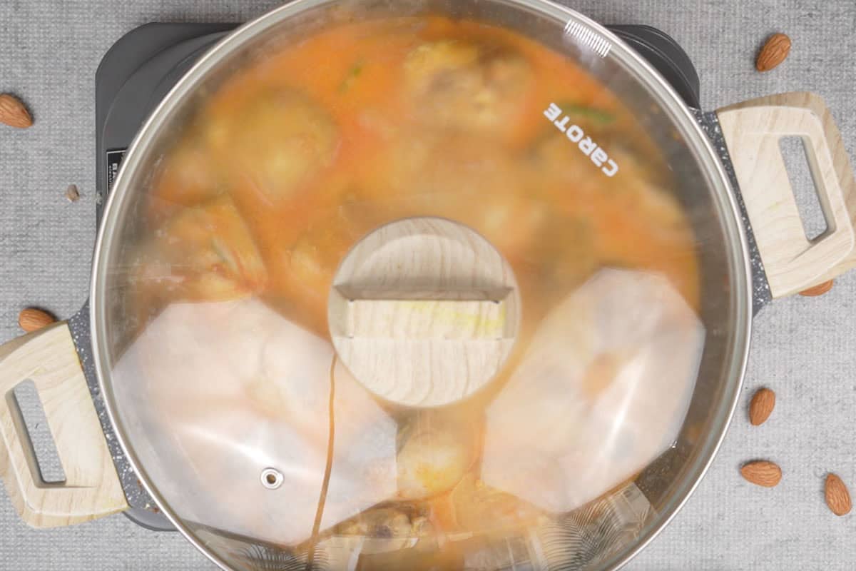 Pan covered with a lid.