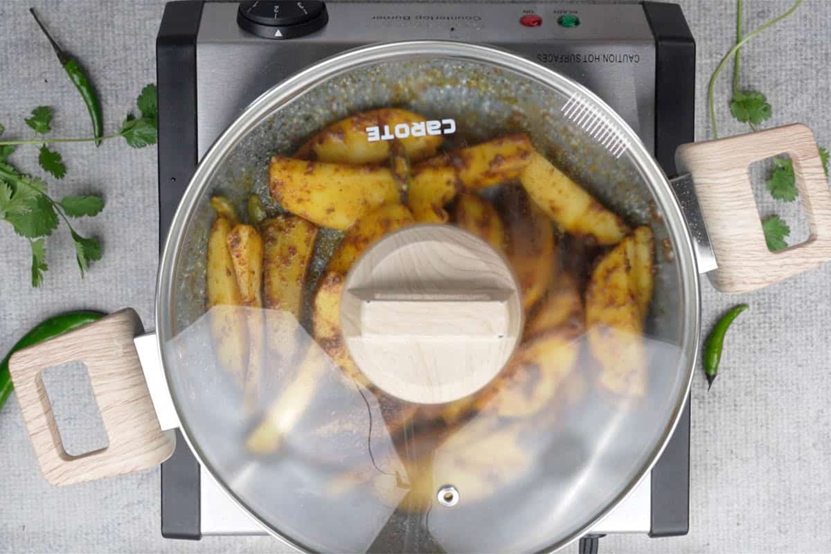 Pan covered with a lid.