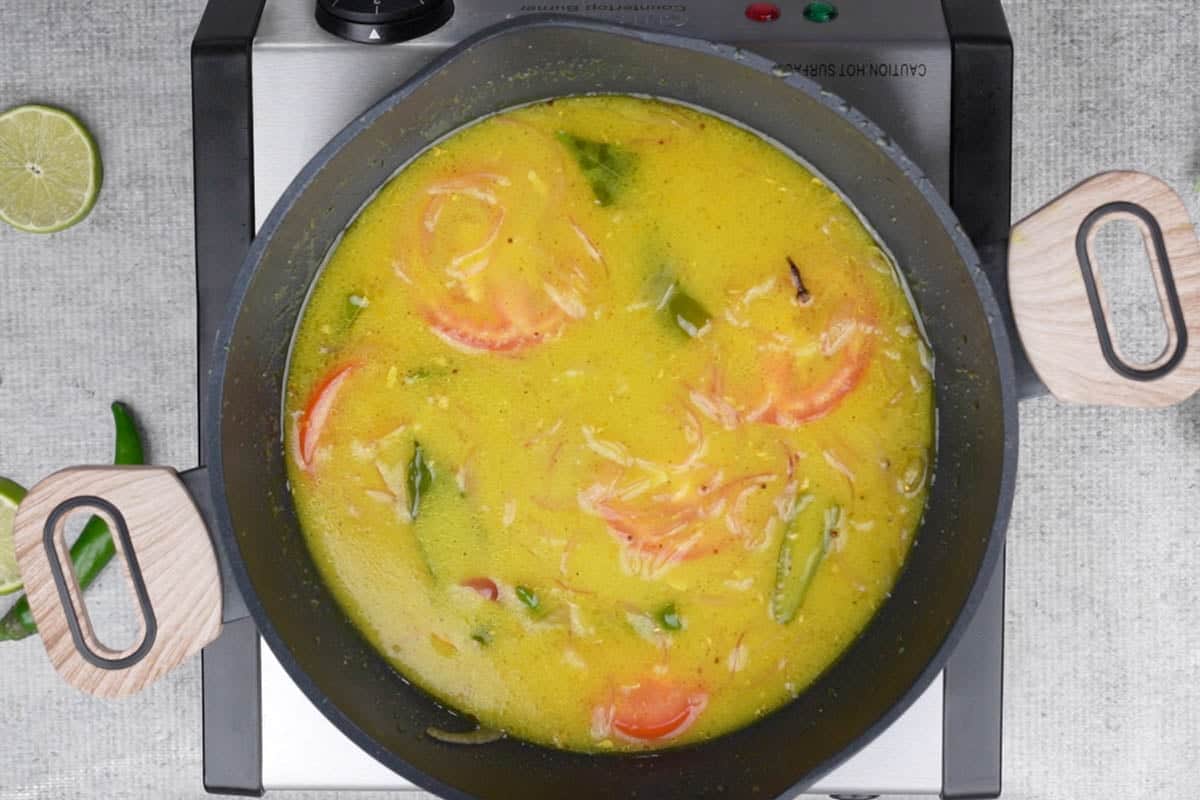 Water added to the pan.