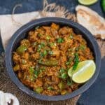 Mushroom masala served in a bowl.