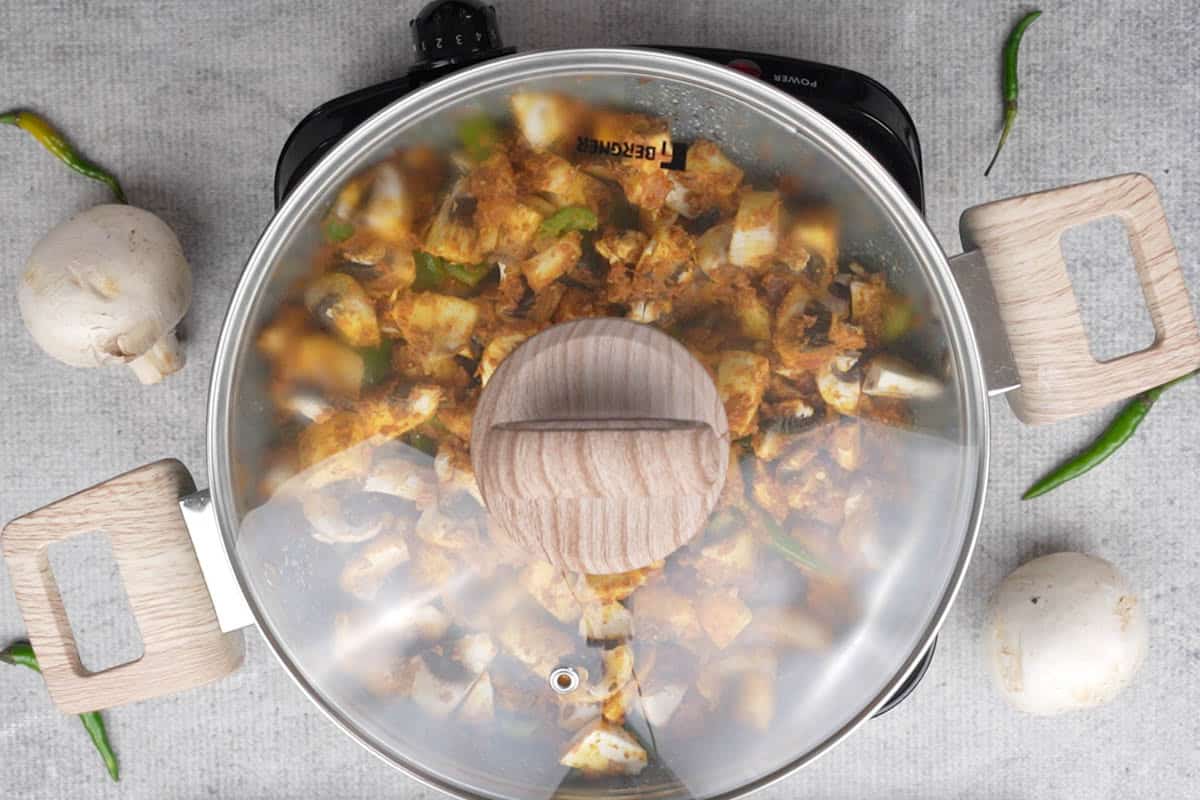 Pan covered with a lid.