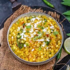 Sabudana upma served in a bowl.