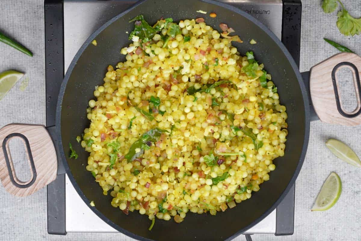 Ready sabudana upma.