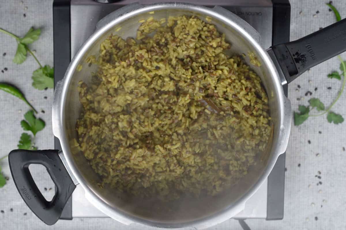 Ready urad dal khichdi.