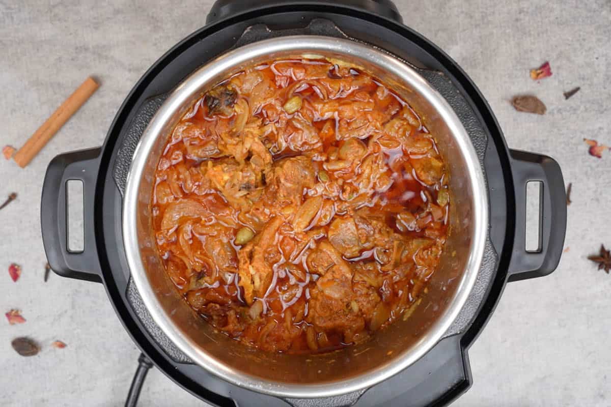 Cooked mutton in the instant pot.