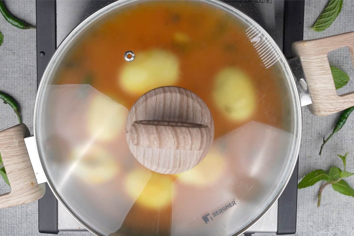 Pan covered with a lid.