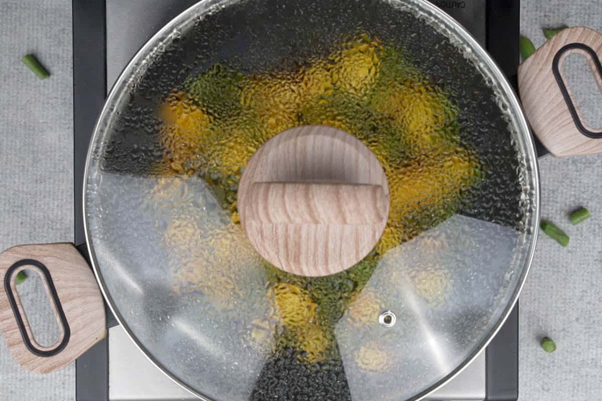 Pan covered with a lid.