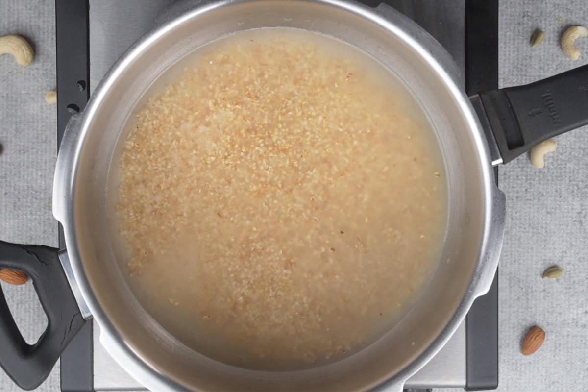 Water added to the cooker.