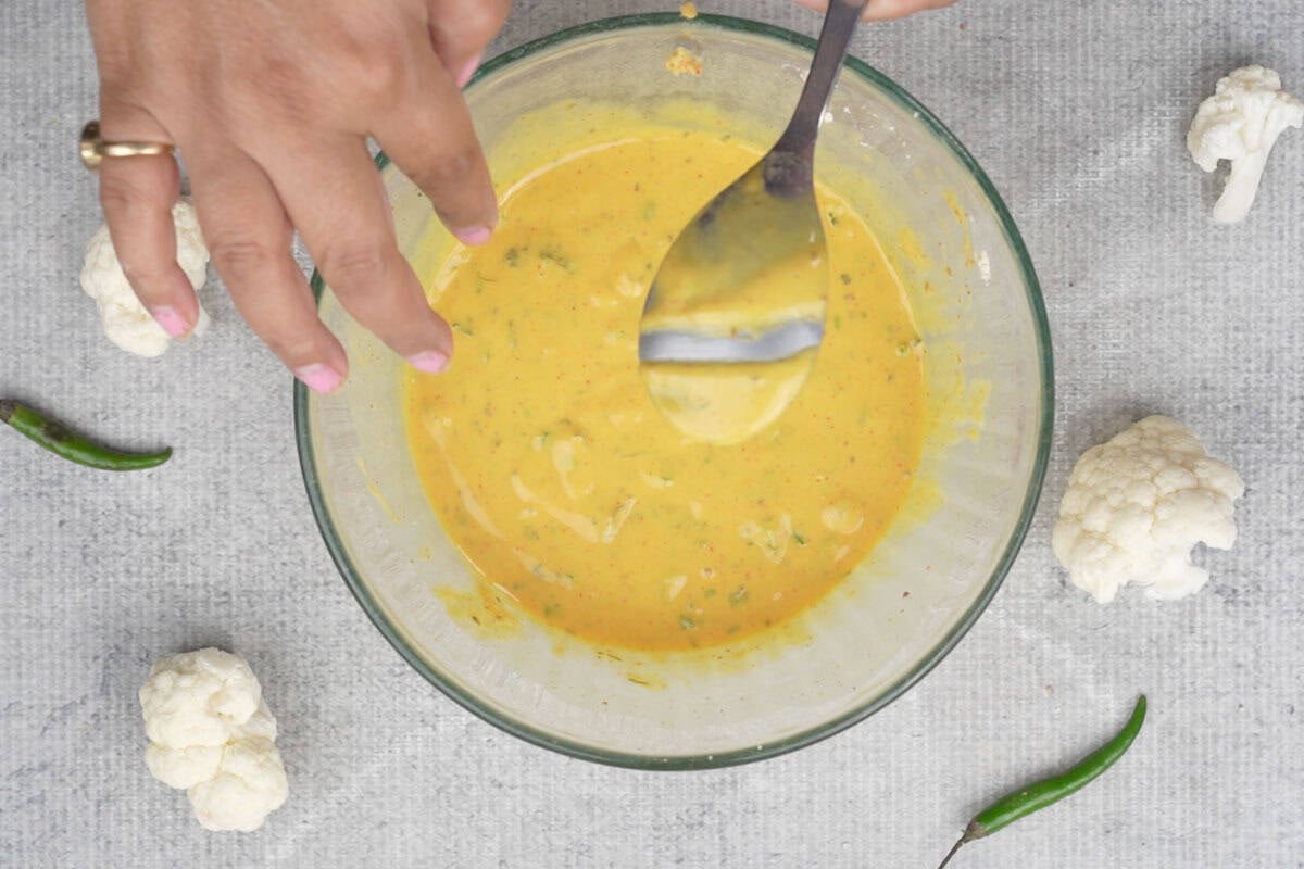 Ready batter in a bowl.