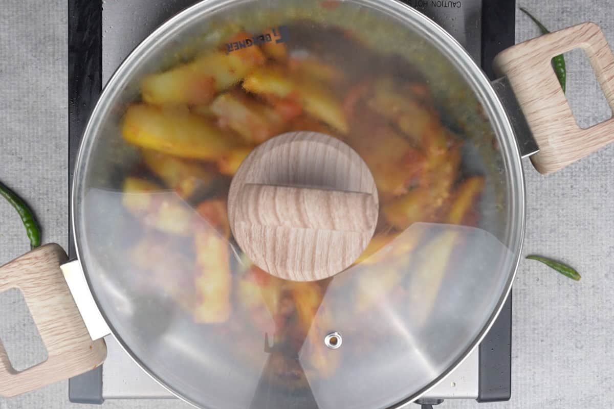 Pan covered with a lid.