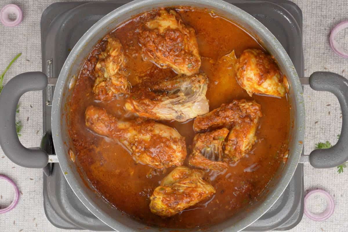 Water added to the pan.