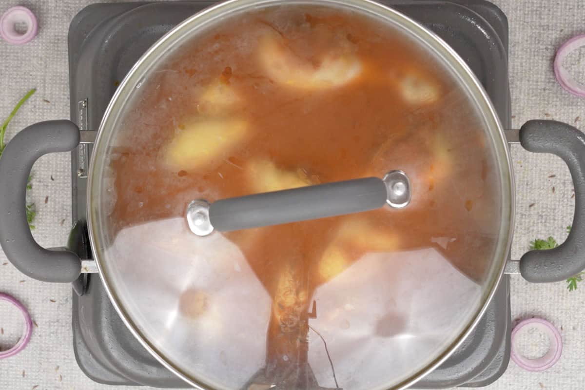 Pan covered with a lid.