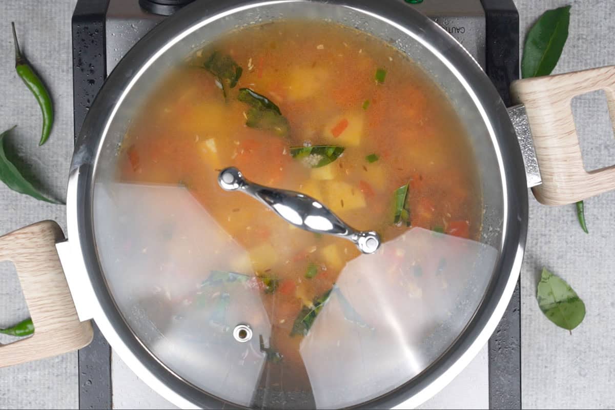 Pan covered with a lid.